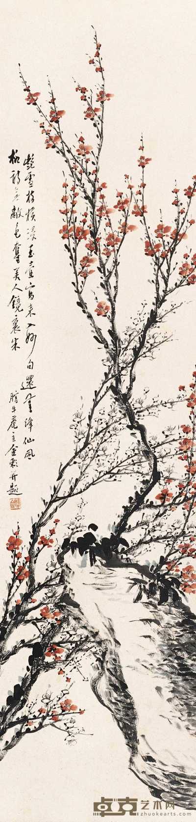金心兰 寒梅 立轴 133×32cm